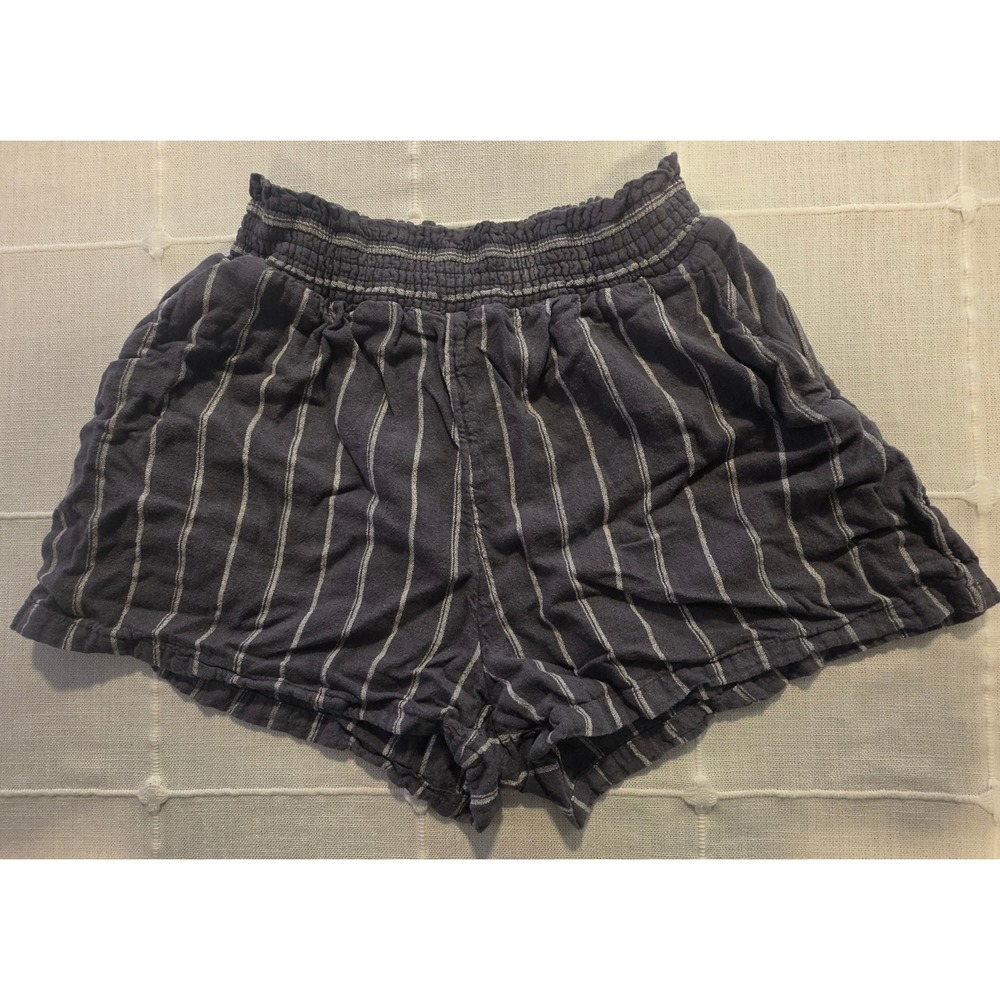Universal Thread Striped Smocked Waist Shorts Charcoal Gray Blue Small - Picture 1 of 4